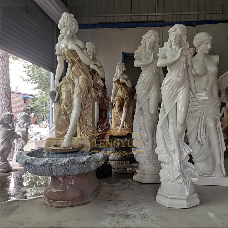 https://www.firststatue.com/outdoor-garden-decorative-natural-marble-hand-carved-small-angel-statue-cherub-water-fountain-2-product/