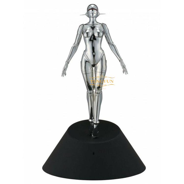 Outdoor Decor Metal Robot Statue Metal Life Size Stainless Steel Robot Sculpture (1)