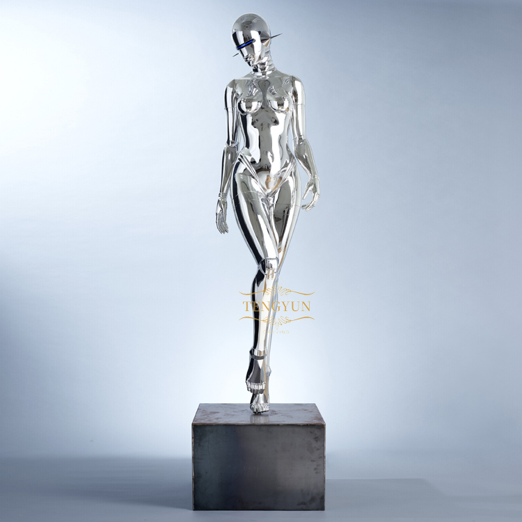 Outdoor Decor Metal Robot Statue Metal Life Size Stainless Steel Robot Sculpture (2)