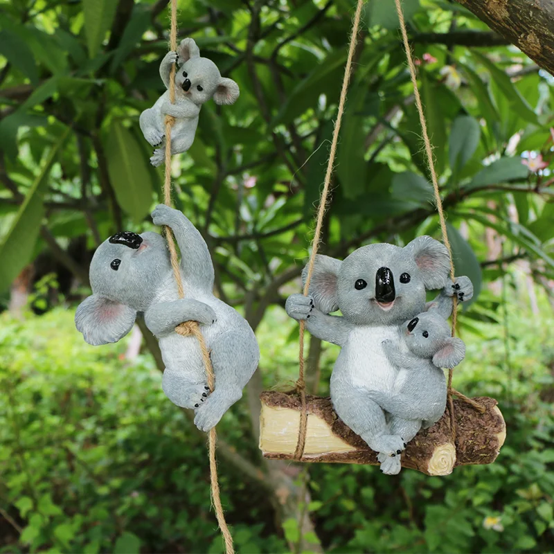 Resin-Koala-Bear-Garden-Statue-Swing-Figurine-Decor-Animal-Hanging-Sculpture-Landscape-Ornaments (3)