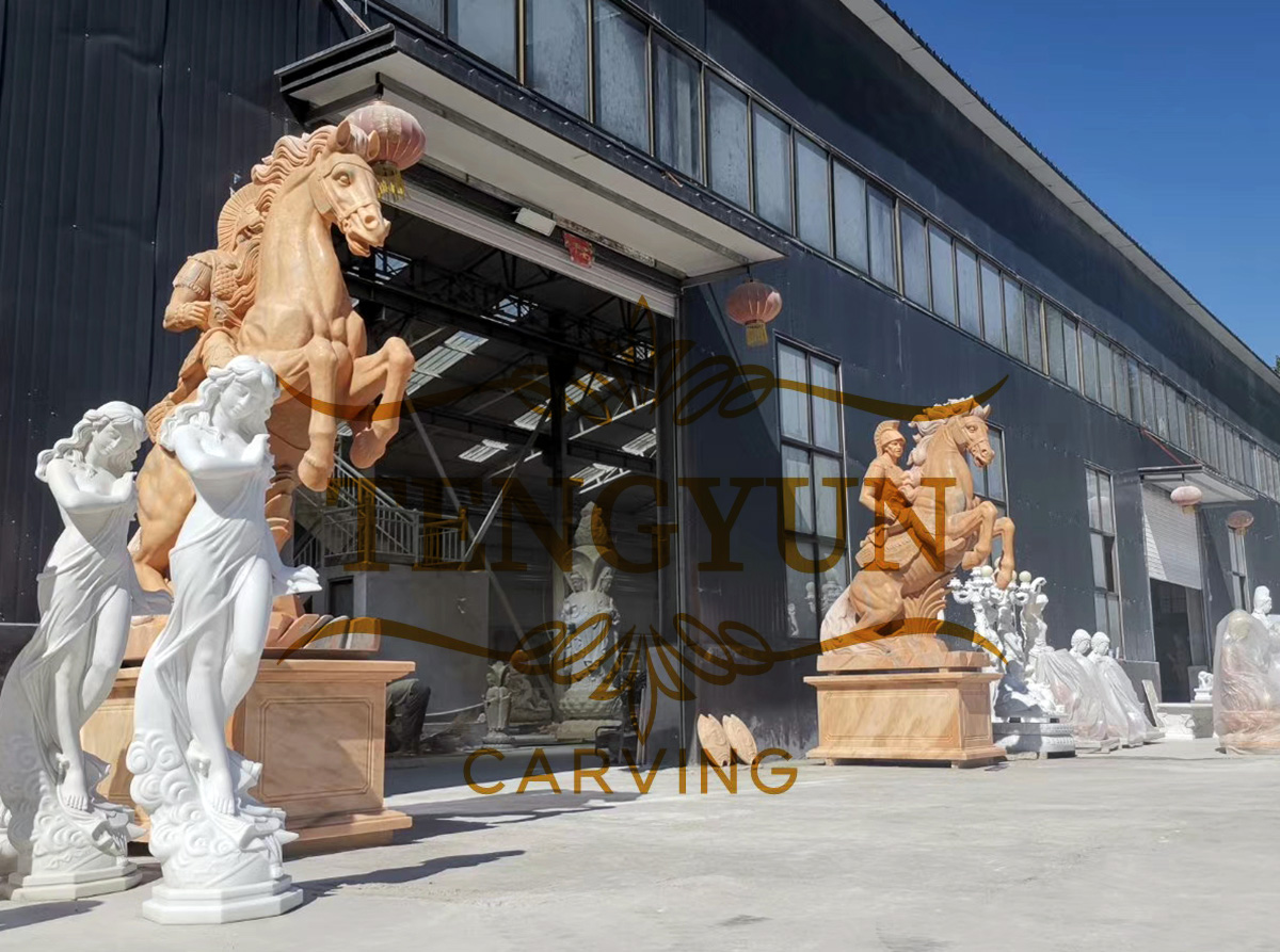 stone marble knight sculpture