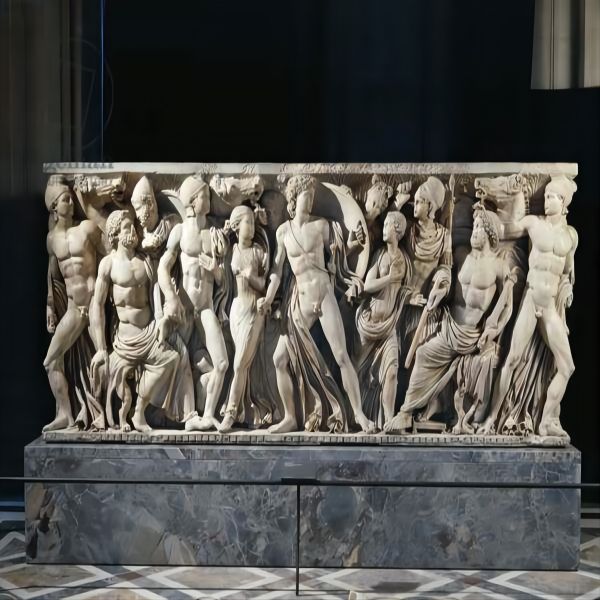 Hand carved marble wall relief (2)(1)