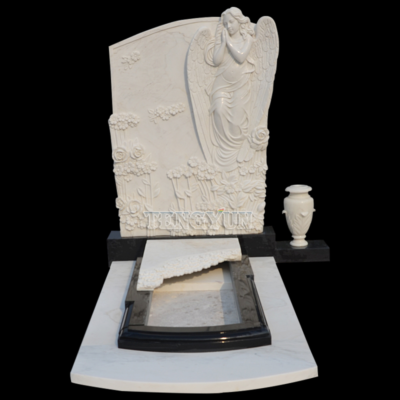 https://www.firststatue.com/white-marble-relief-angel-statue-tombstone-for-cemetery-product/