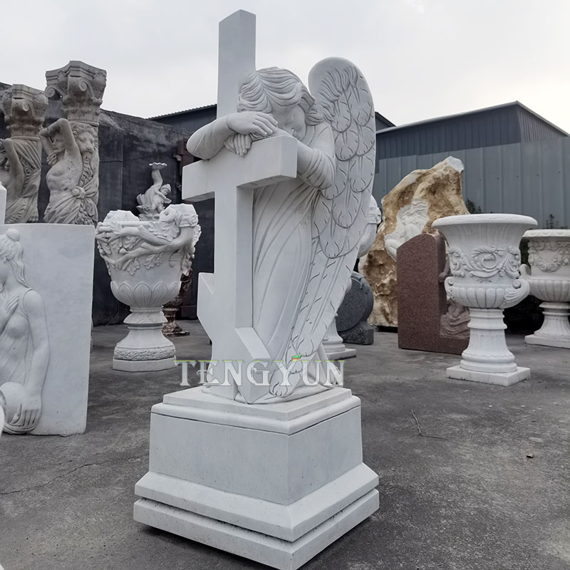 https://www.firststatue.com/hot-sale-white-marble-cross-angel-sculpture-kneeling-weeping-stone-decorative-for-cemetery-product/