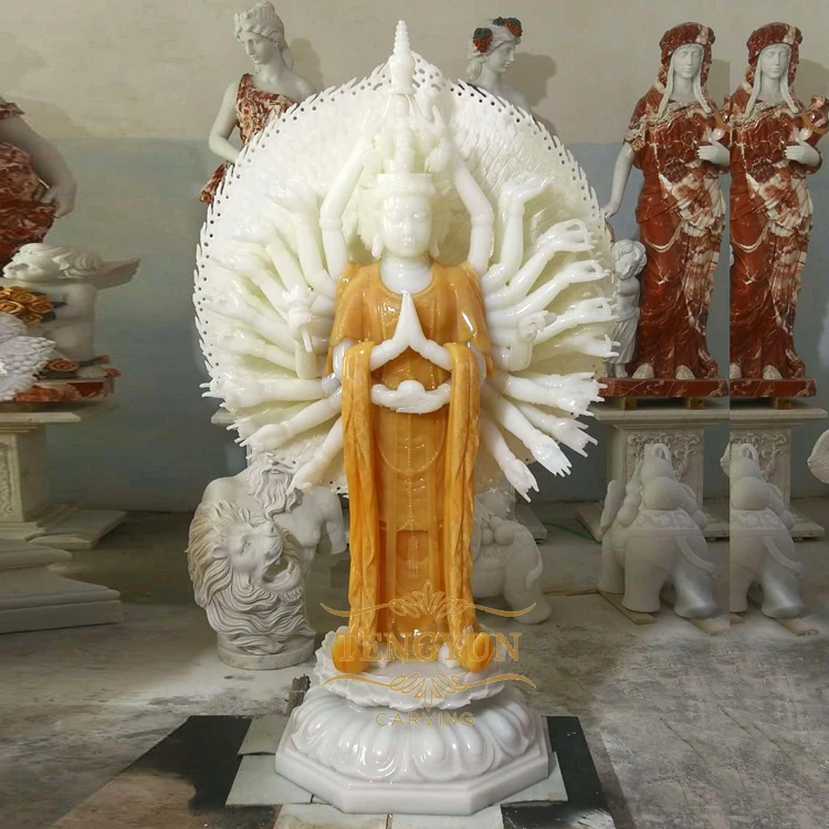 Carved Marble Thousand-Hand Guanyin Bodhisattva Statue