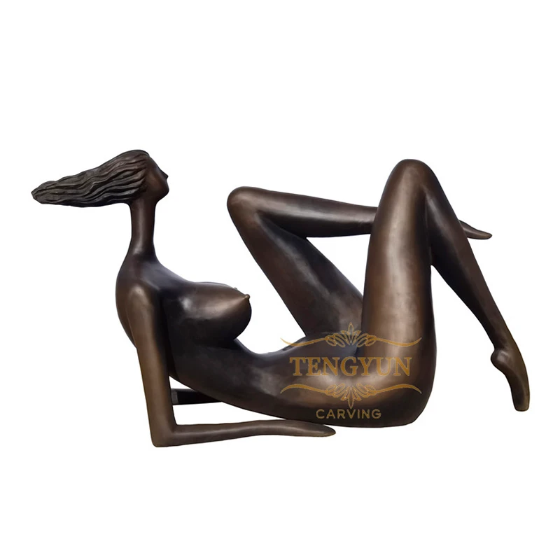 Bronze abstract nude yoga lady sculpture