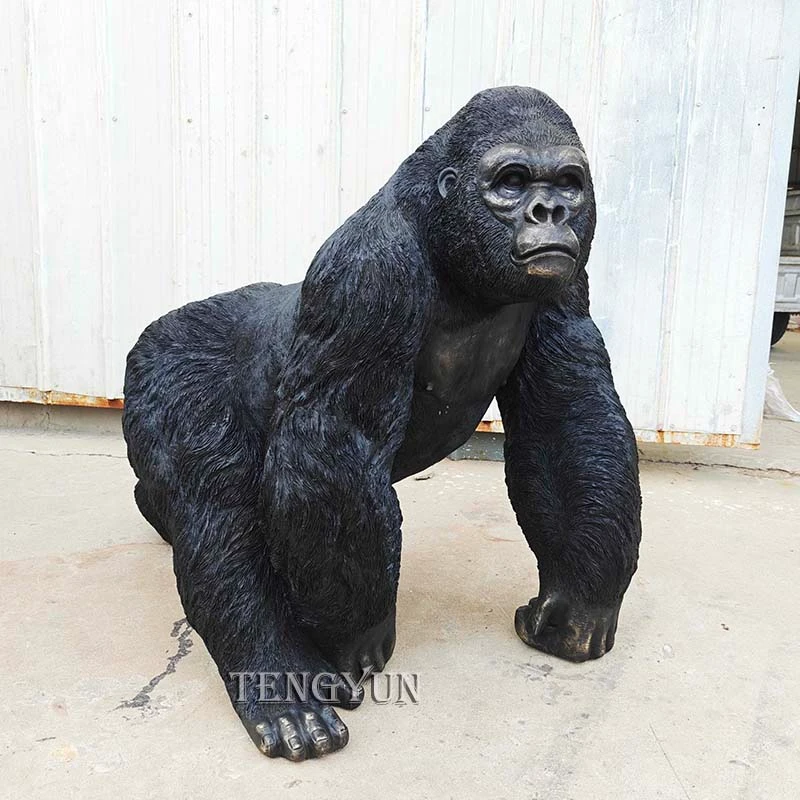 Outdoor Cast Bronze Gorilla Sculpture Wildlife Statue