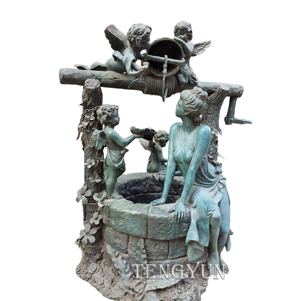 The Well of Angels Handcrafted Bronze Garden Fountain Sculpture