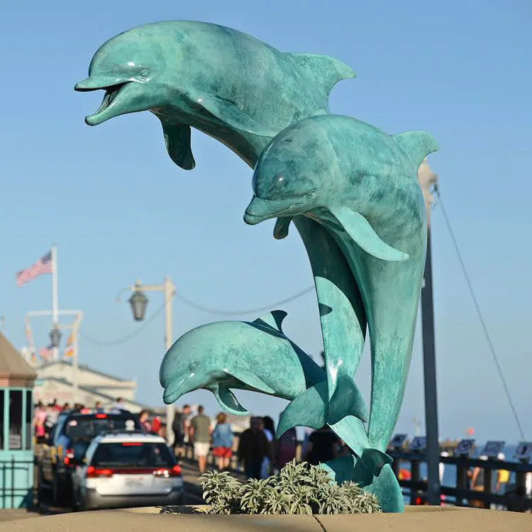 bronze dolphins sculpture