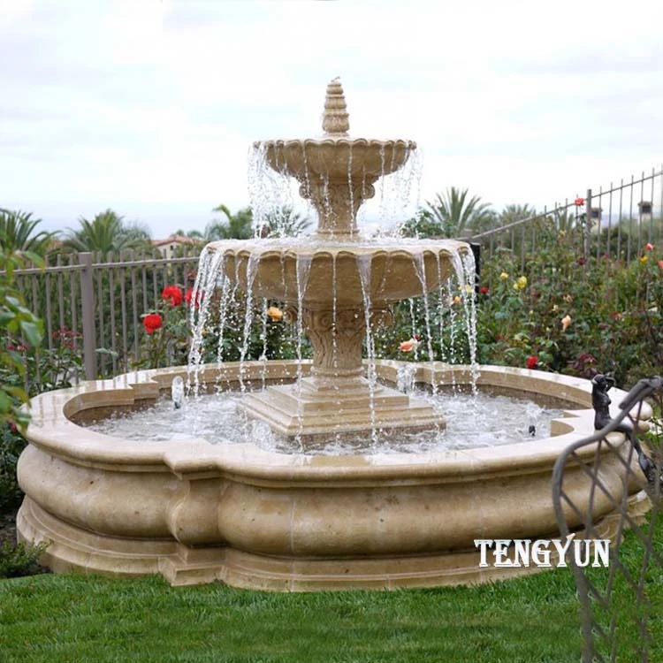 Decorative Yellow Marble Multi Tier Fountain with Wholesale Price