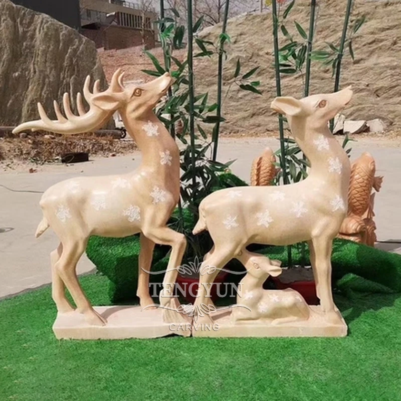 Exquisite Marble Sika Deer Sculpture Marble Animal Statue