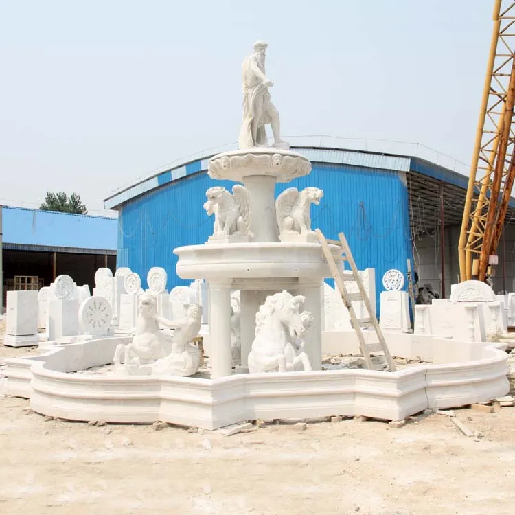 white marble animal fountain