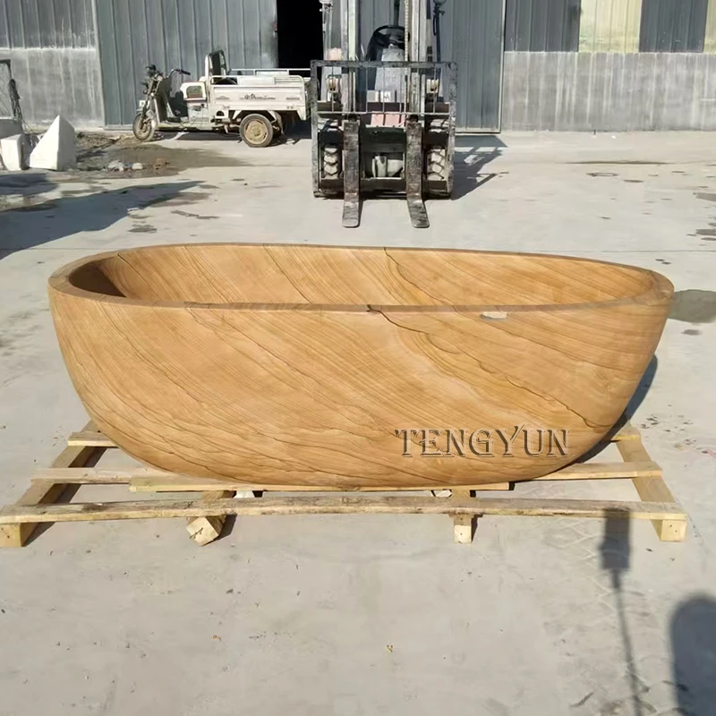 Luxury Hand-Carved Natural Marble Bathtub Freestanding Tub