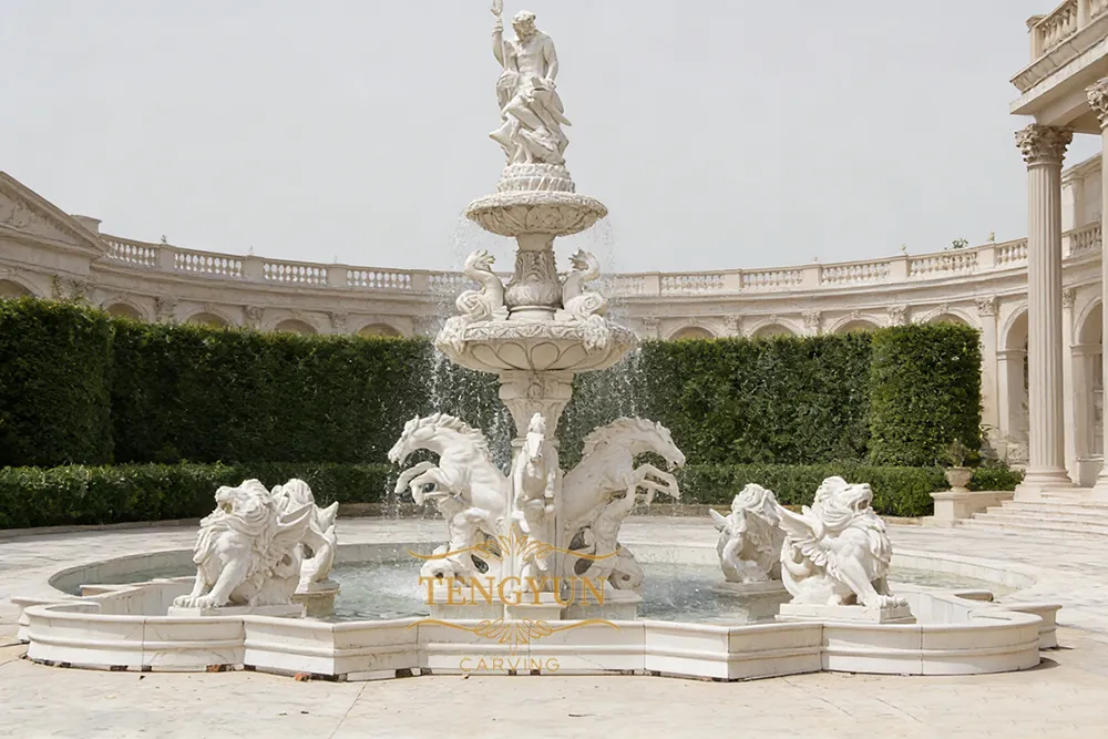 stone white marble water fountains