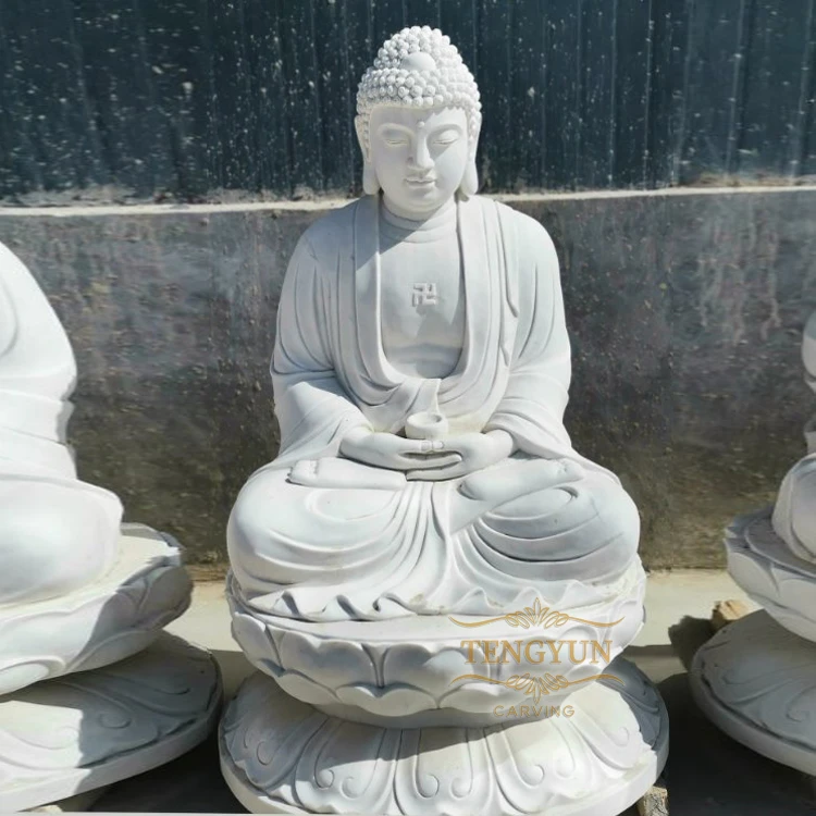 Outdoor Garden Marble Meditation Shakyamuni Buddha Statue