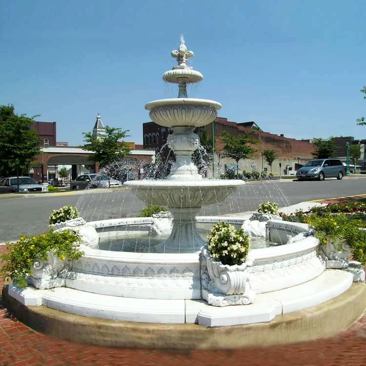 Manufacturer Hot Sale White Marble Three-Tier Fountains for Sale