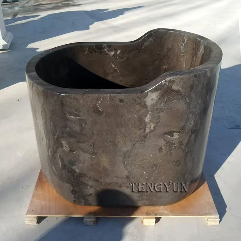 Home Used Natural Black Marble Carved Bathtub for Sale