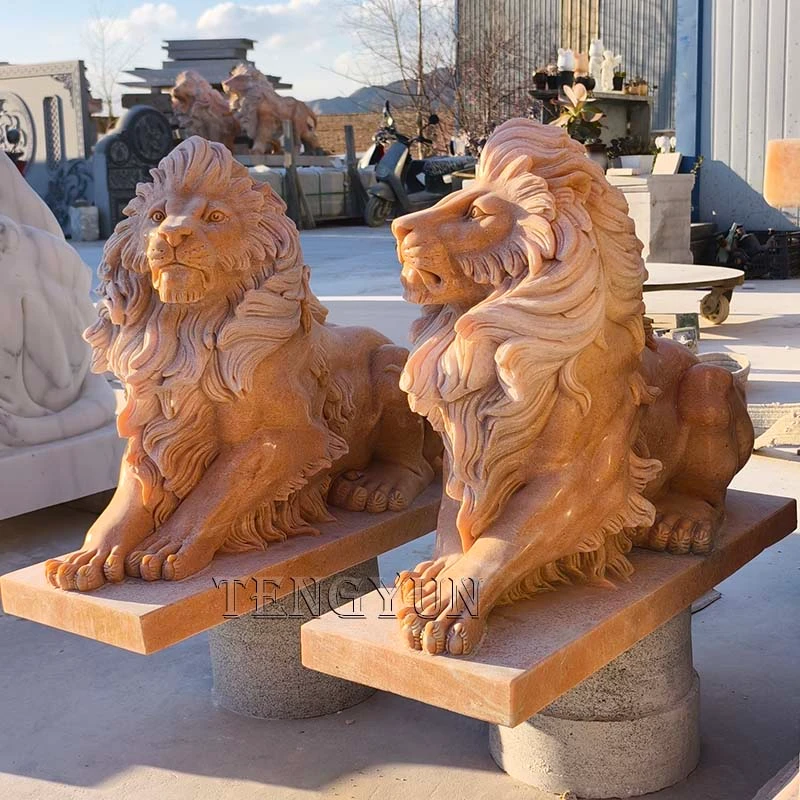 Small Size Guardian Marble Lion Sculptures for Sale