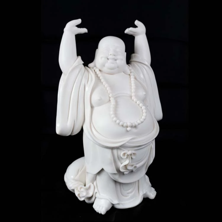 Large White Marble Carved Happy Buddha Statue