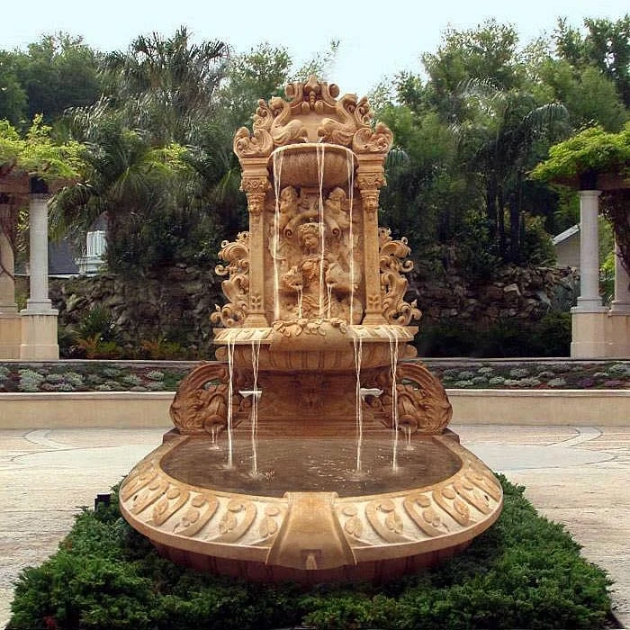 Home yard garden decor stone marble wall fountain