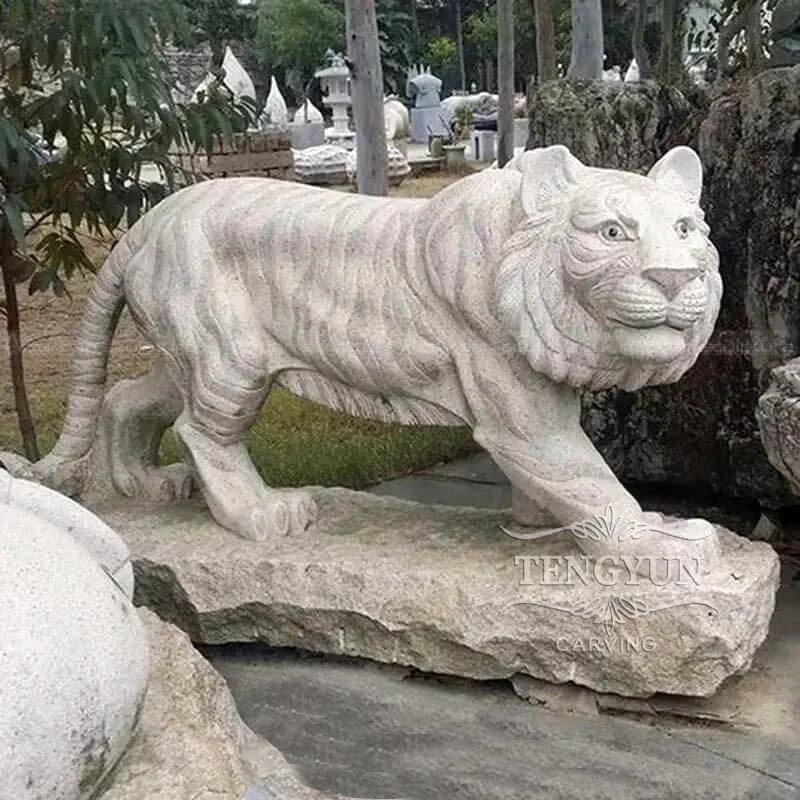 Granite Tiger Sculpture Wild Animal for Garden Display
