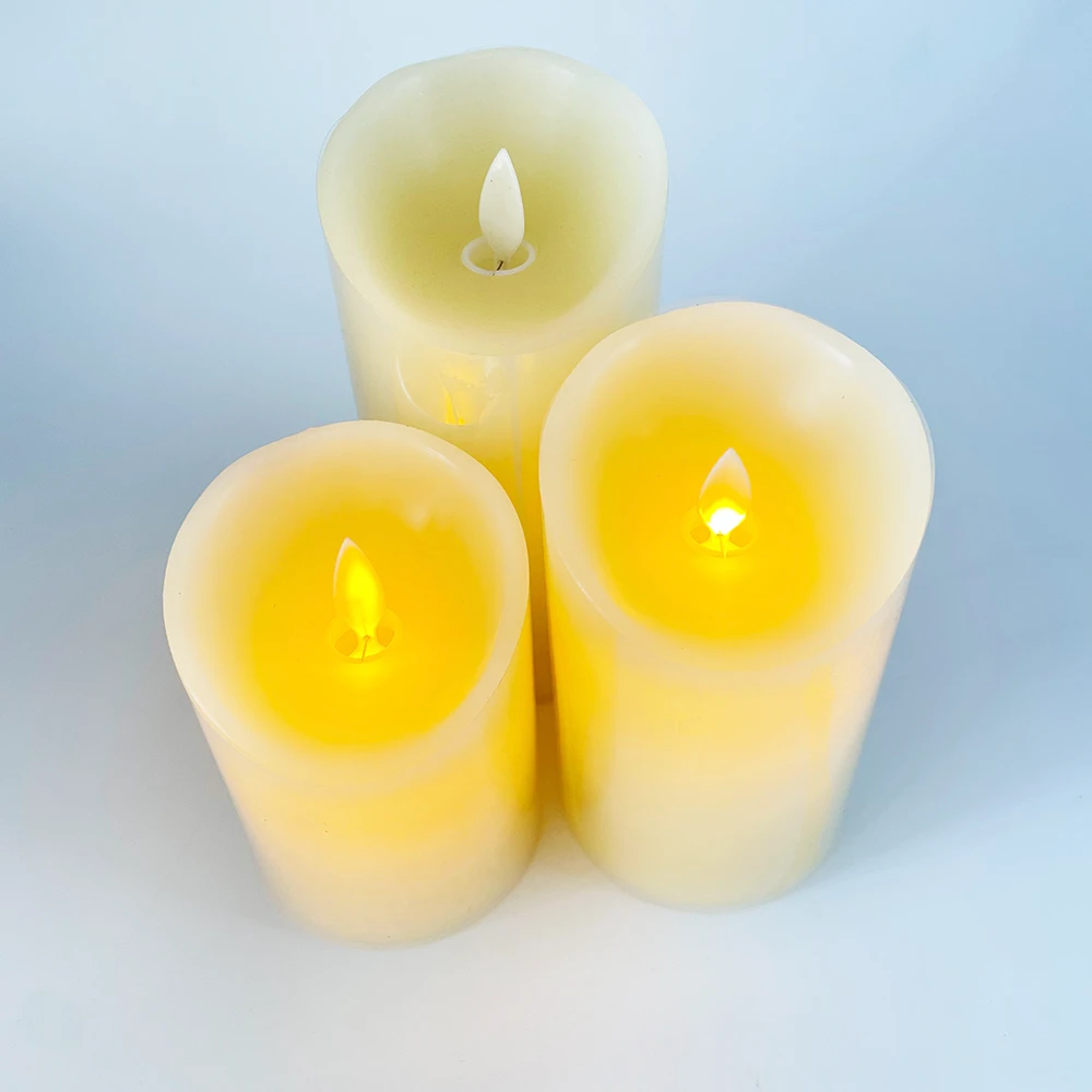 Flameless Safe Electric Bright Real Wax LED Candle Rechargeable Pillar Candles