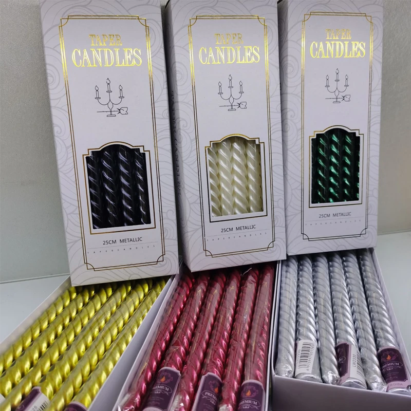 Cream Spiral Taper Candles for Home Decoration 