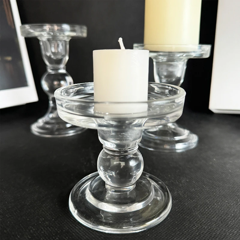 3-Piece Set of Glass Candlestick Crystal Candlestick Holder