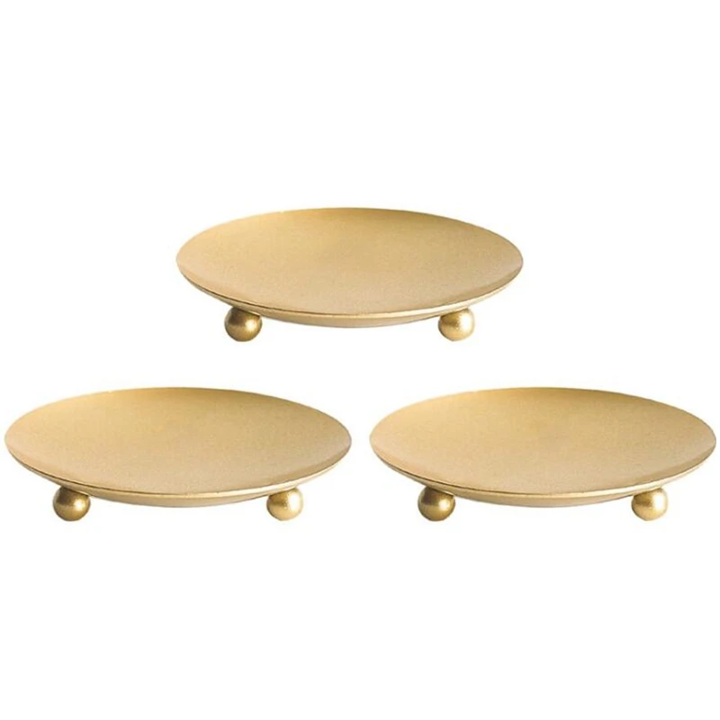 Gold/Black Iron Pillar Candle Holder Plates