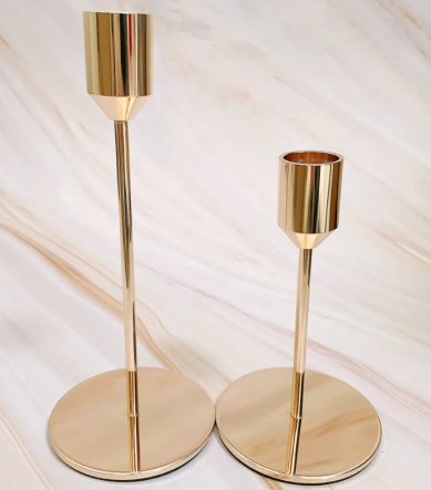 Vintage Stamped Metal Candlestick Holders