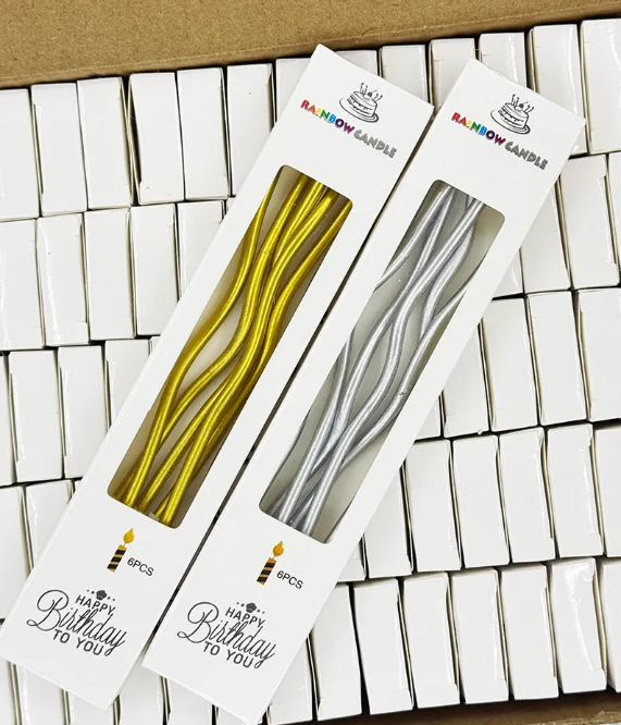 Gold Spiral Birthday Candles Shine Effect