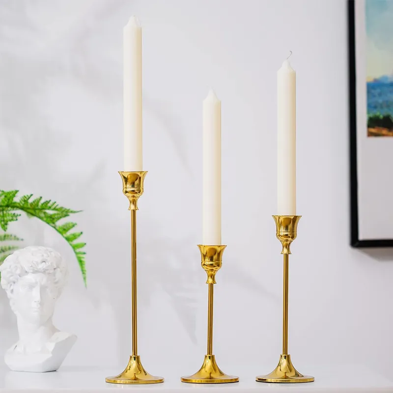 Black and gold candle holders wedding decor