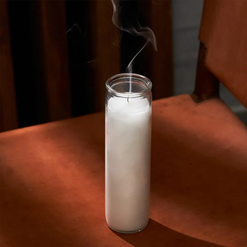 Unscented White 7 Day Glass Container Devotional Prayer Candles