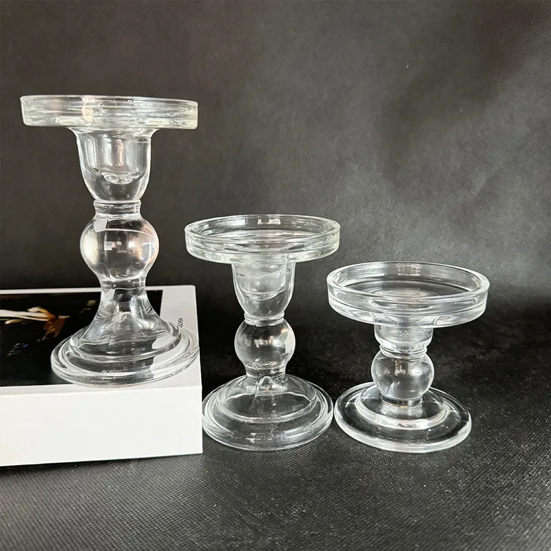 Elegant 3 Piece Crystal Candle Holder Set for Taper Candles