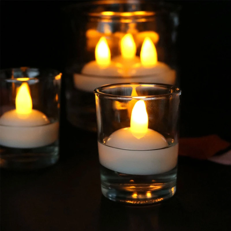 Waterproof Flameless Floating Tealights Battery Flickering LED Tea Lights Candles