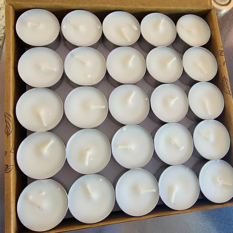 Long Lasting Palm Wax Unscented White Votive Tea Lights Candles