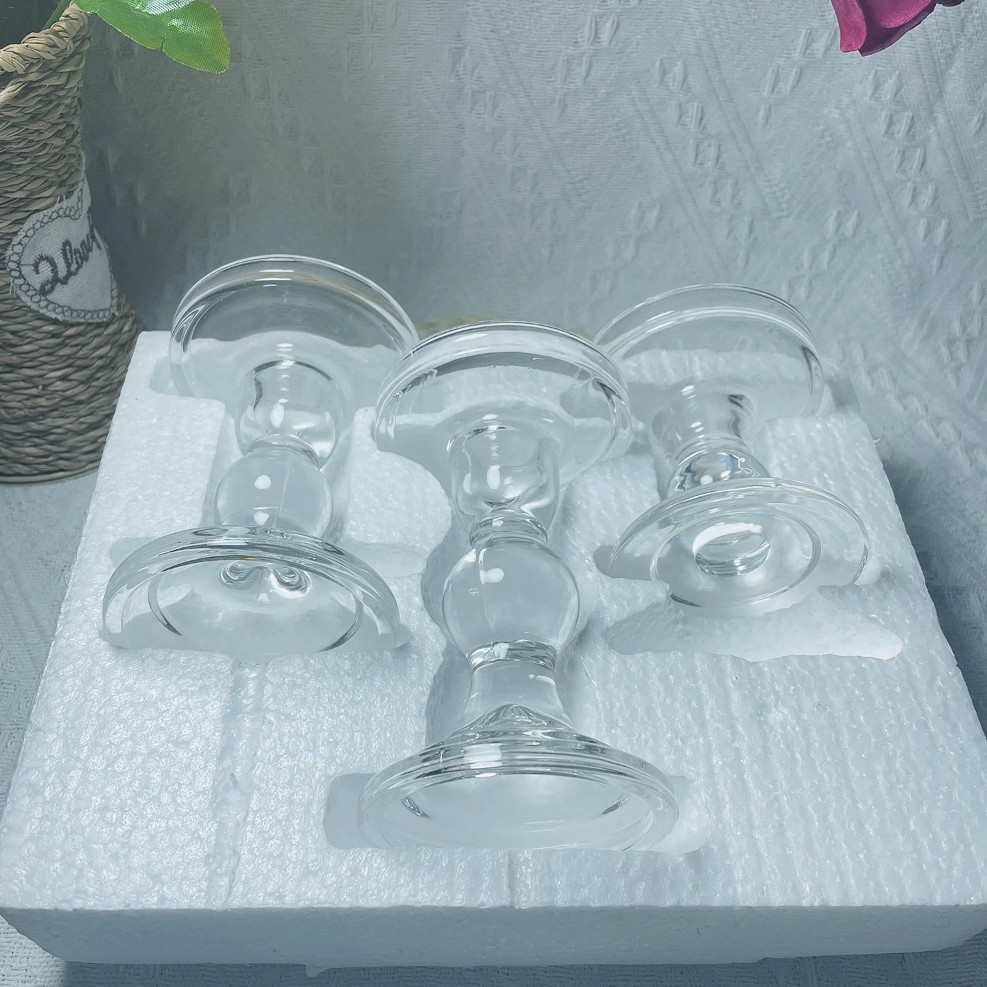 glass candle holder set
