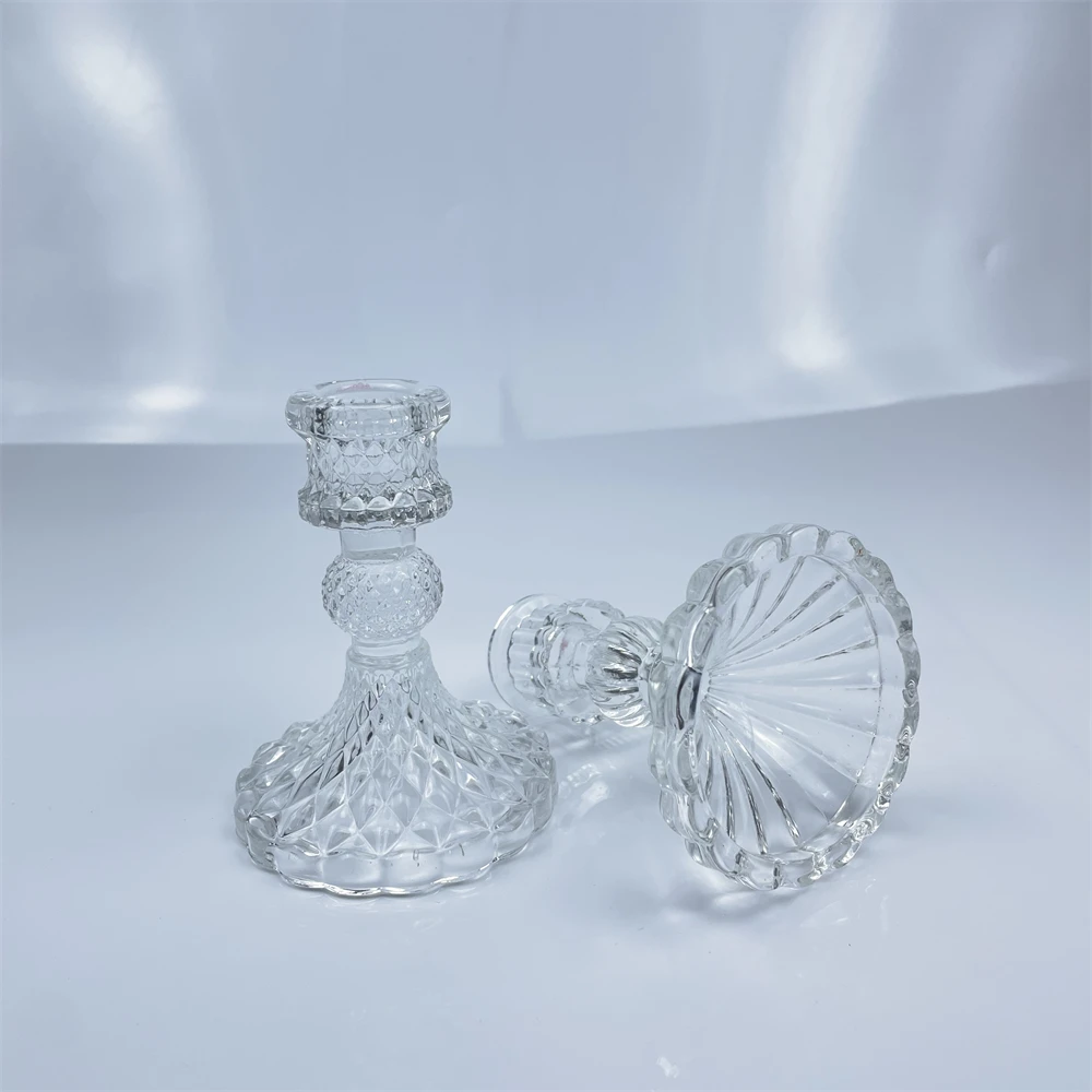 Glass Candlestick Holders Clear Taper Candle Holders for Wedding Decor
