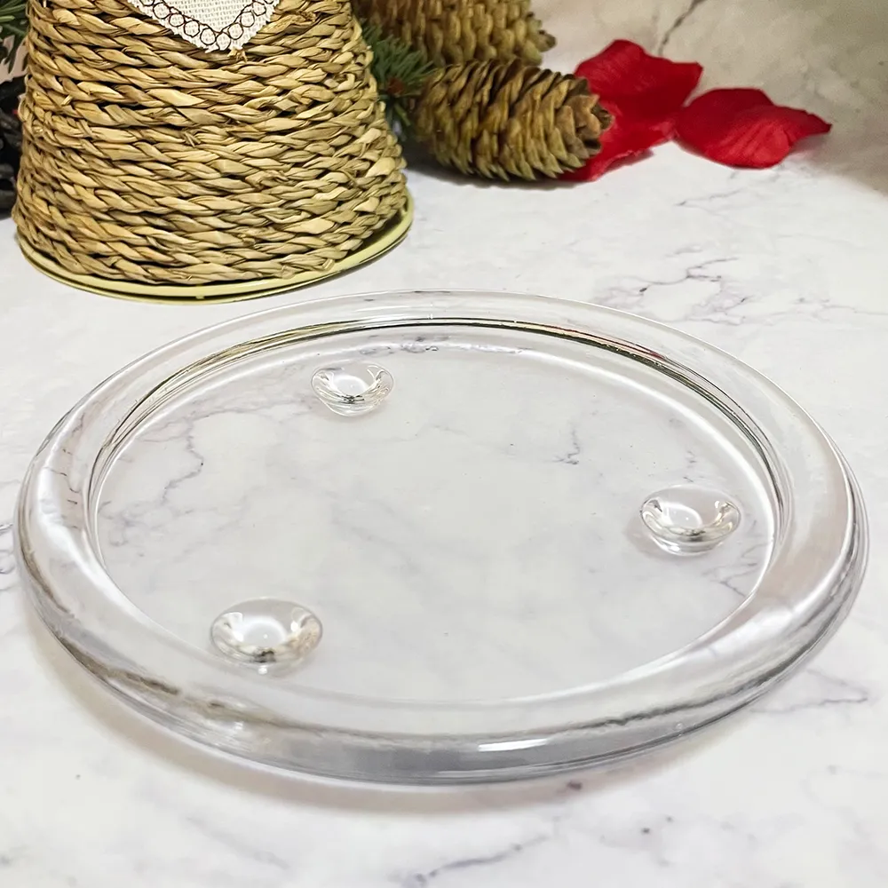 Round Glass Candle Plate – Durable, Heat-Resistant Elegance