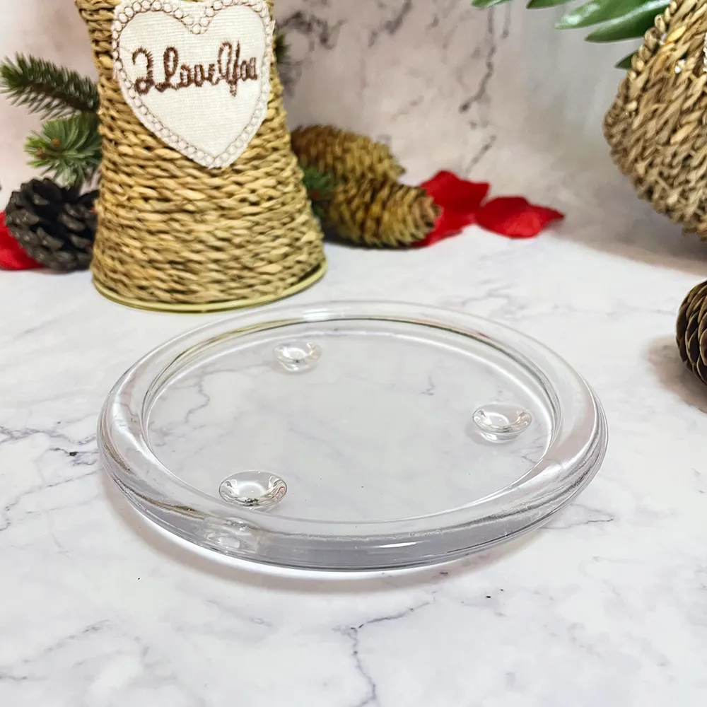 Round Glass Candle Plate – Durable, Heat-Resistant Elegance