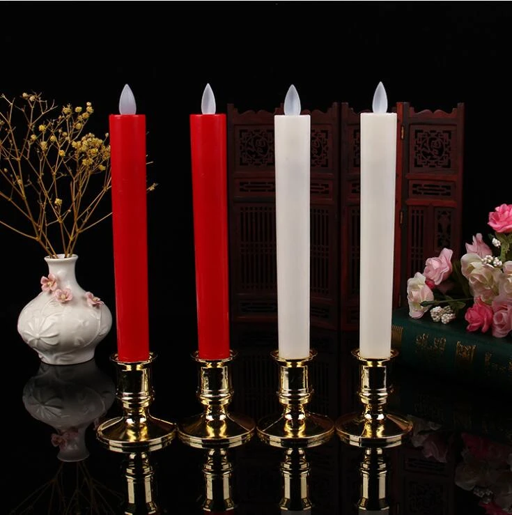 Battery Operated Candlesticks White LED Window Candles with Holders and Suctions