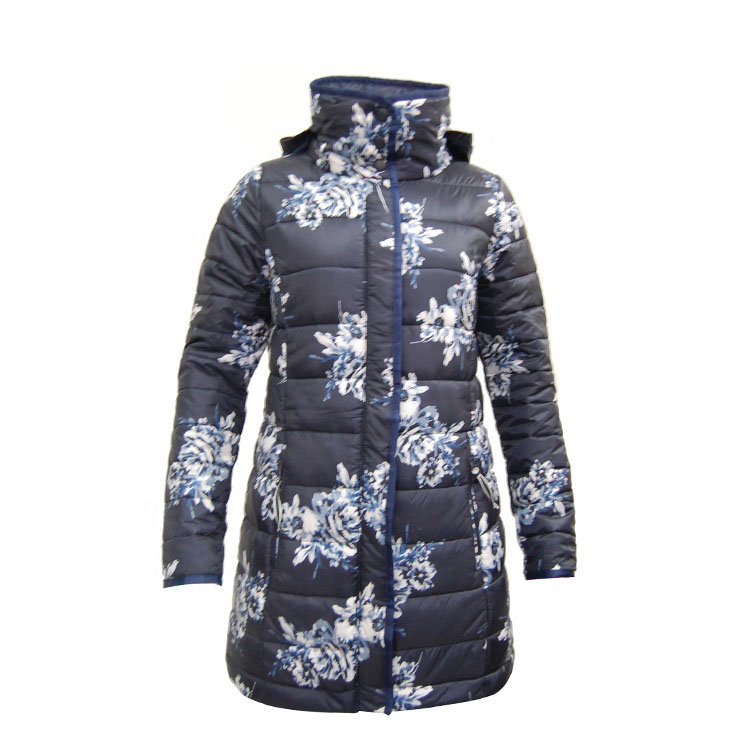 Custom Printing down Jacket with Concealed Hood for Women