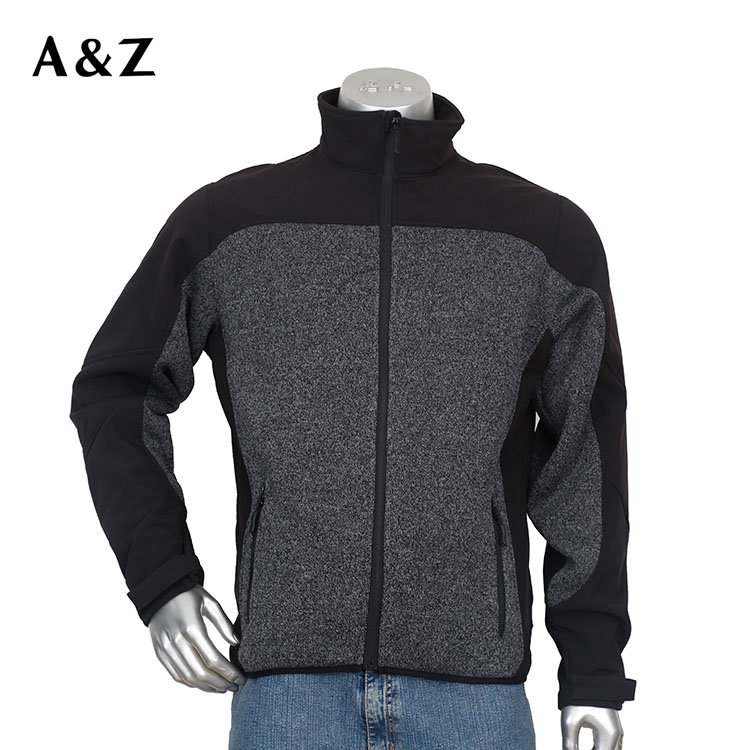 Men’s Knitted Melange Work Jacket with Full Zip, Reinforced Sleeves & Side Seams