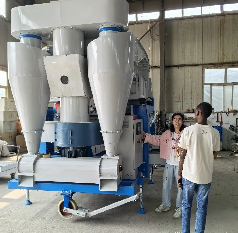 customer visit and check his sesame cleaning machine