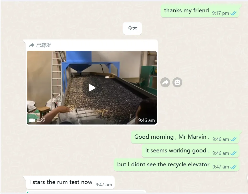 Gravity separator working on beans very well