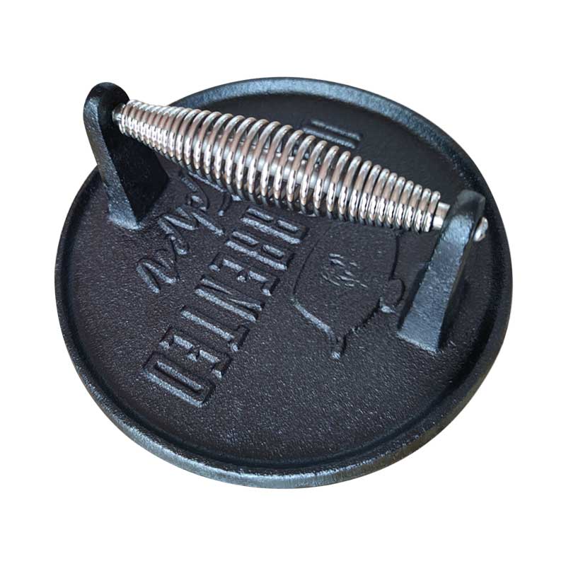 Exquisitely designed Pre Seasoned Cast Iron Cake press With Spring handle