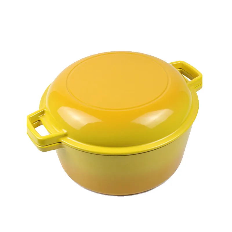 Customizable High Quality Enameled  2 In 1 Cast Iron Dutch Oven / Multipurpose Pot