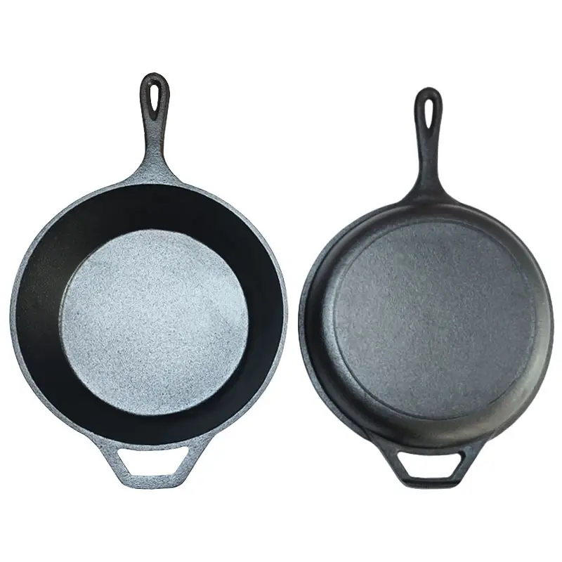 2-in-1 Long Handle Pre-seasoned Flat Bottom Cast Iron Pan