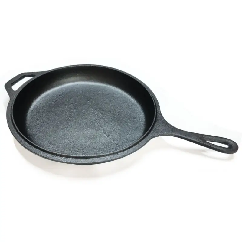 2-in-1 Long Handle Pre-seasoned Flat Bottom Cast Iron Pan