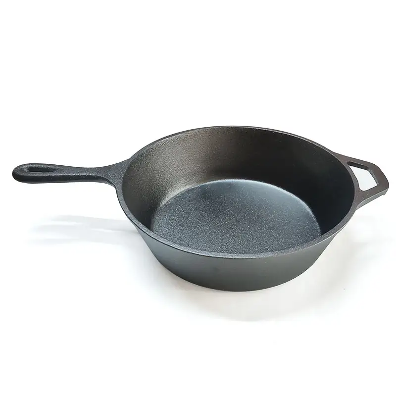 2-in-1 Long Handle Pre-seasoned Flat Bottom Cast Iron Pan